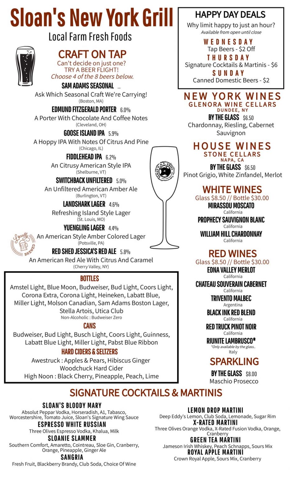 Dinner Menu Sloan’s